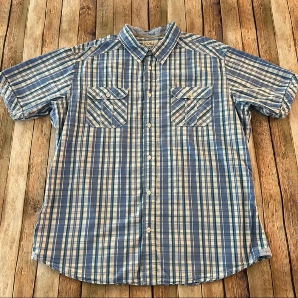 Paper Denim & Cloth mens short sleeve plaid button down shirt | size 2XL